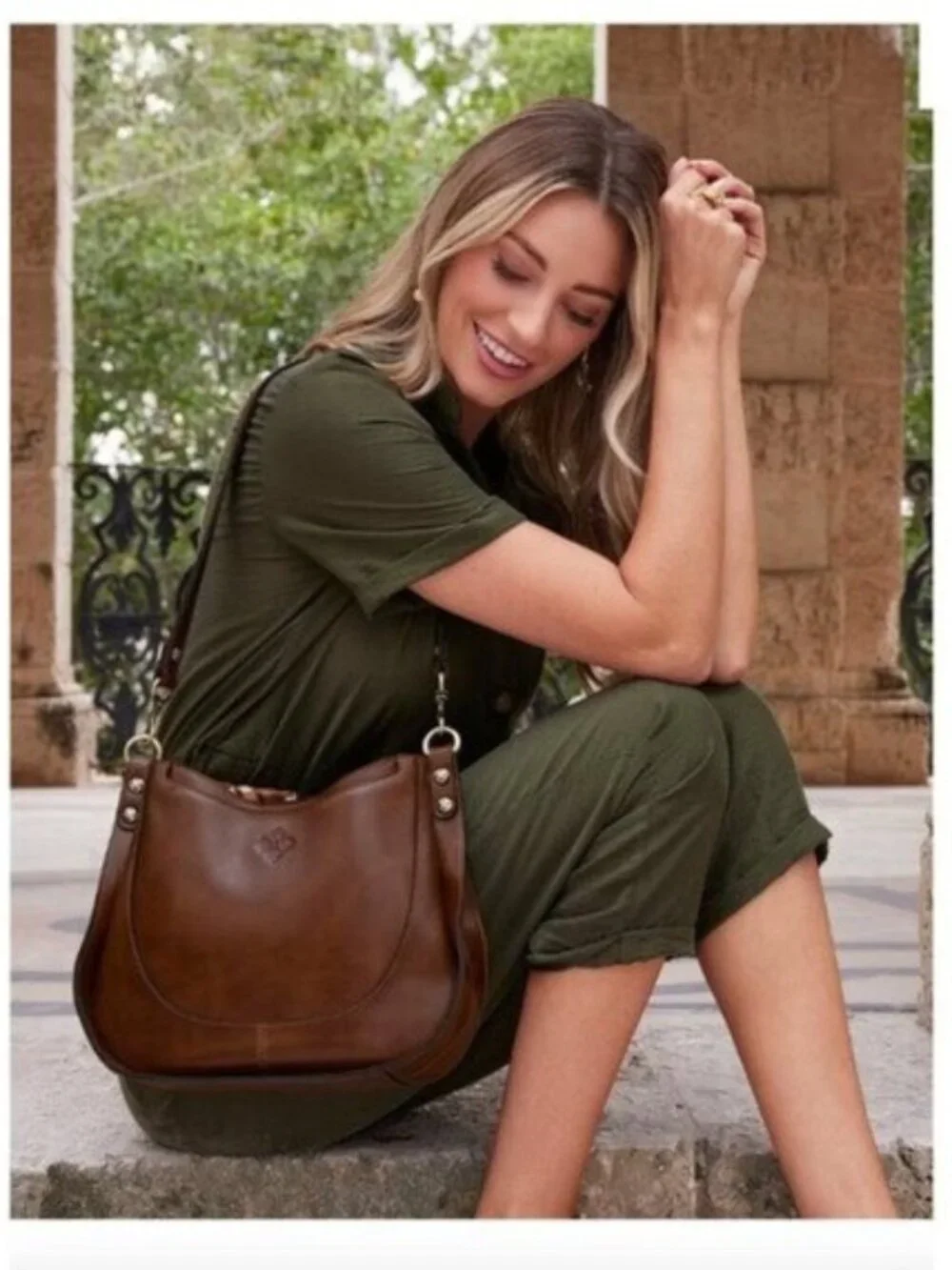 Patricia Nash Caletta Hobo Crossbody Bag Distessed VTG Leather Cognac - Picture 1 of 14